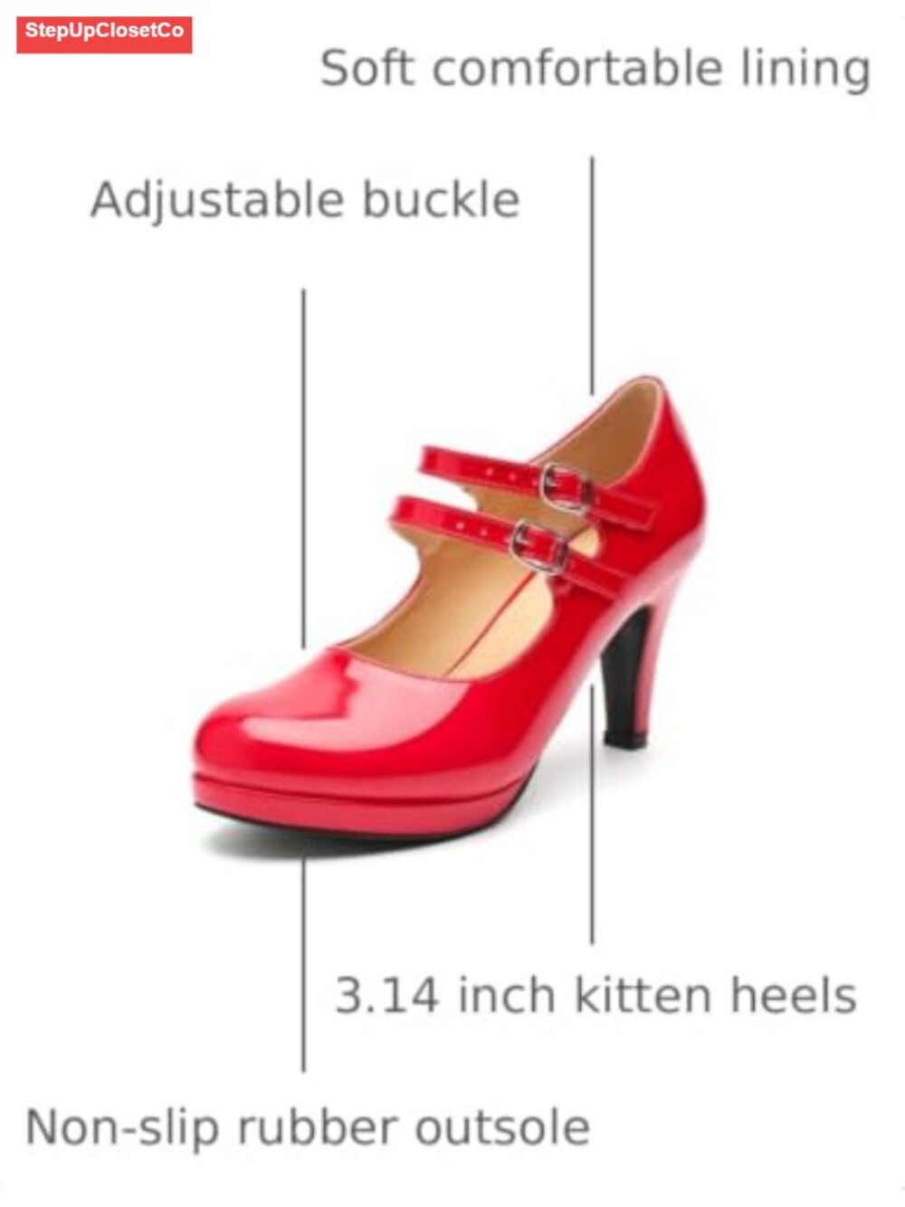 Women's Faux Velvet Low Platform Pumps Double Ankle Strap Mary Jane Dress Shoes - Picture 2 of 6
